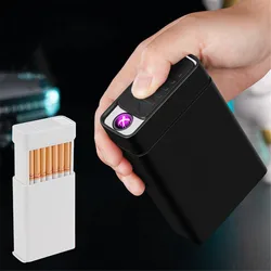 Magical Cigarette Case With Windproof Dual Arc Lighter Holds 20pcs Coarse Cigarettes Type C Charge Smoking Box Creative Gift