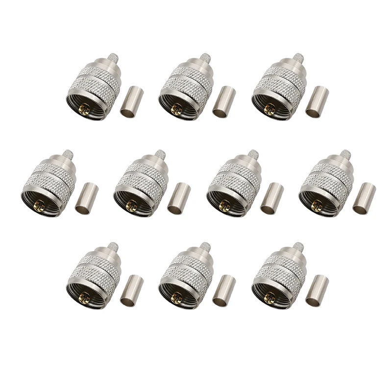 10Pcs/lot UHF Male Plug PL259 Pl-259 RF Coaxial Coax Adapter Soldering Crimping Type Connectors for RG58 LMR195 Coaxial Cable