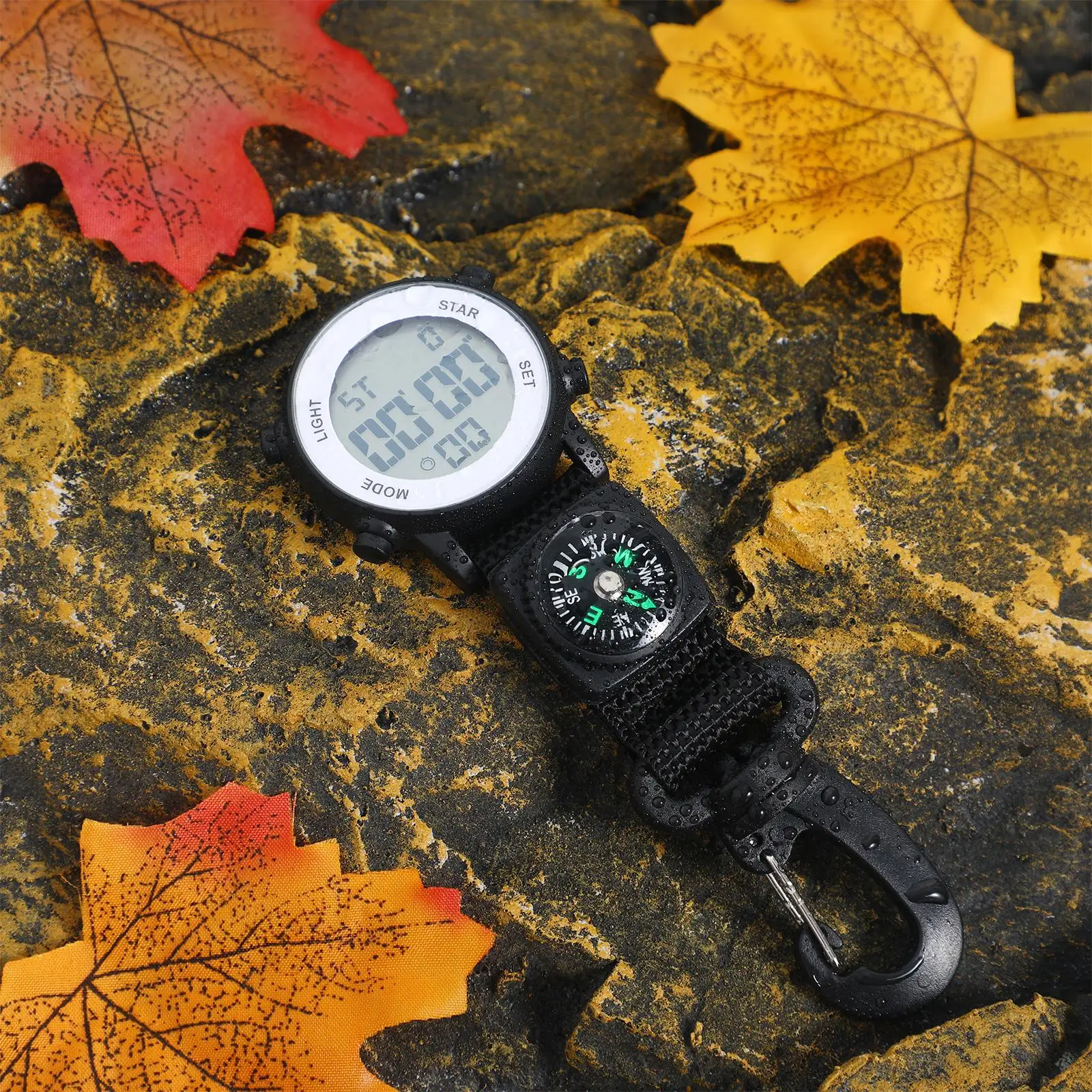 Multifunctioneel wandhorloge Karabijnhaak Outdoor zakclip Elektronische backpacken Nylon voor heren Werk herenhorloges