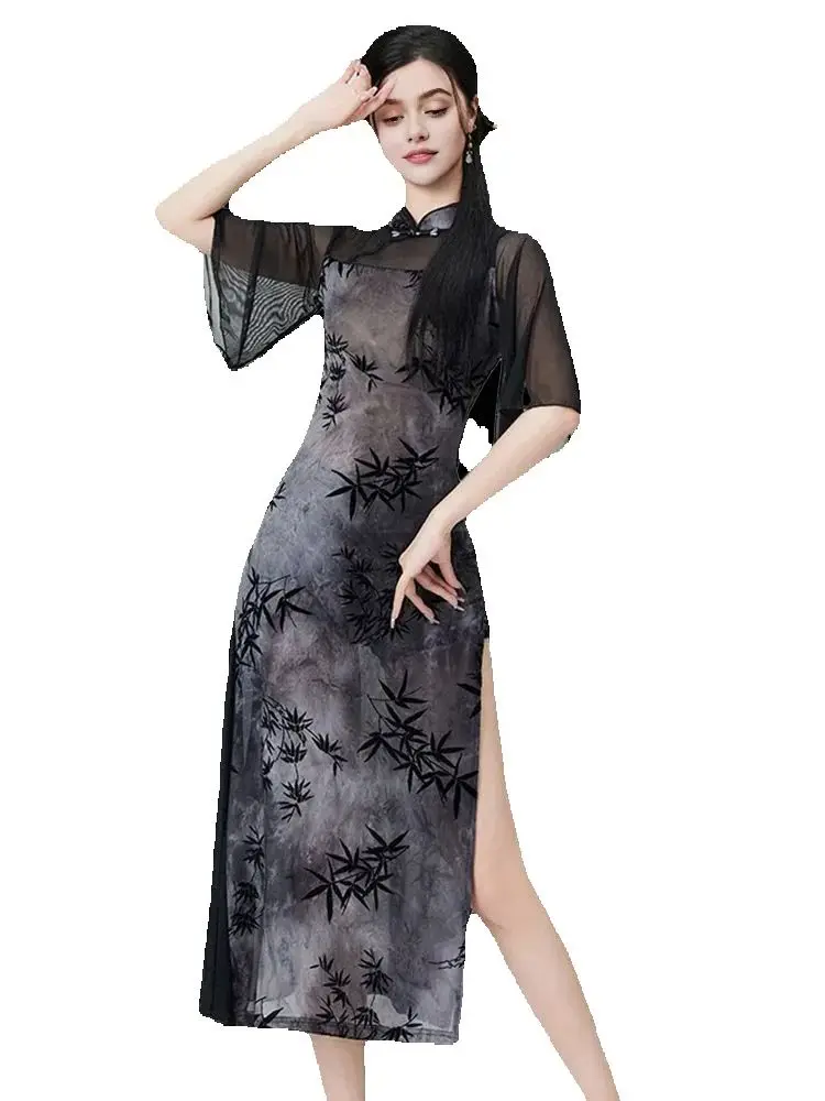 

Ladies' Classical Dance Costumes Cheongsam Dancewear Chinese Dance Elasticity Training Garments Performance Attire