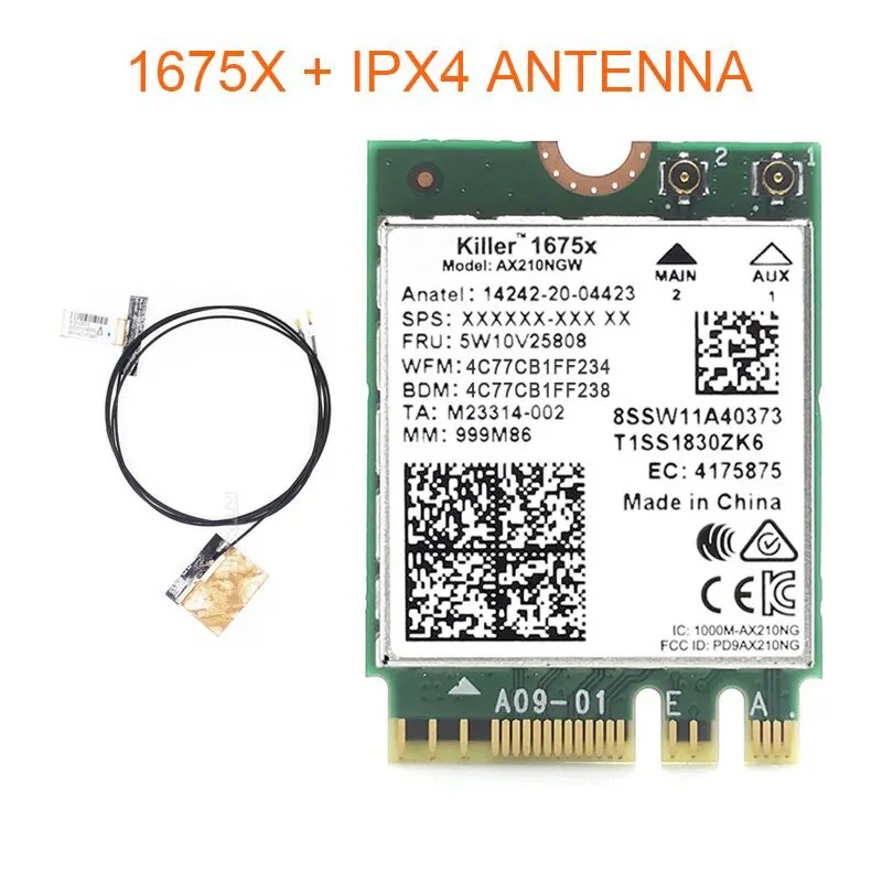 Tarjeta de red Wifi AX210 para Win 10, adaptador Wlan inalámbrico, 5374Mbps, 1675X, Bluetooth 5,2, AX210NGW, M.2, 6