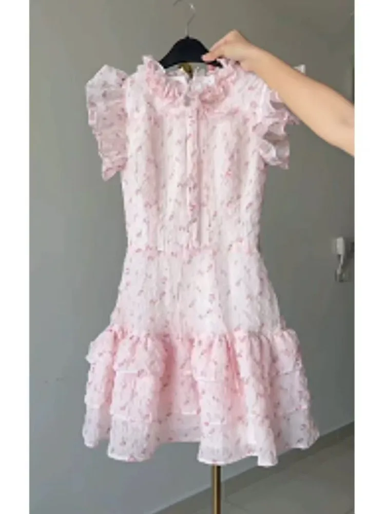 Gaganight Sexy doux Mini robes femmes imprimé fleuri volants manches volantes pansement princesse robe élégante été femme fête