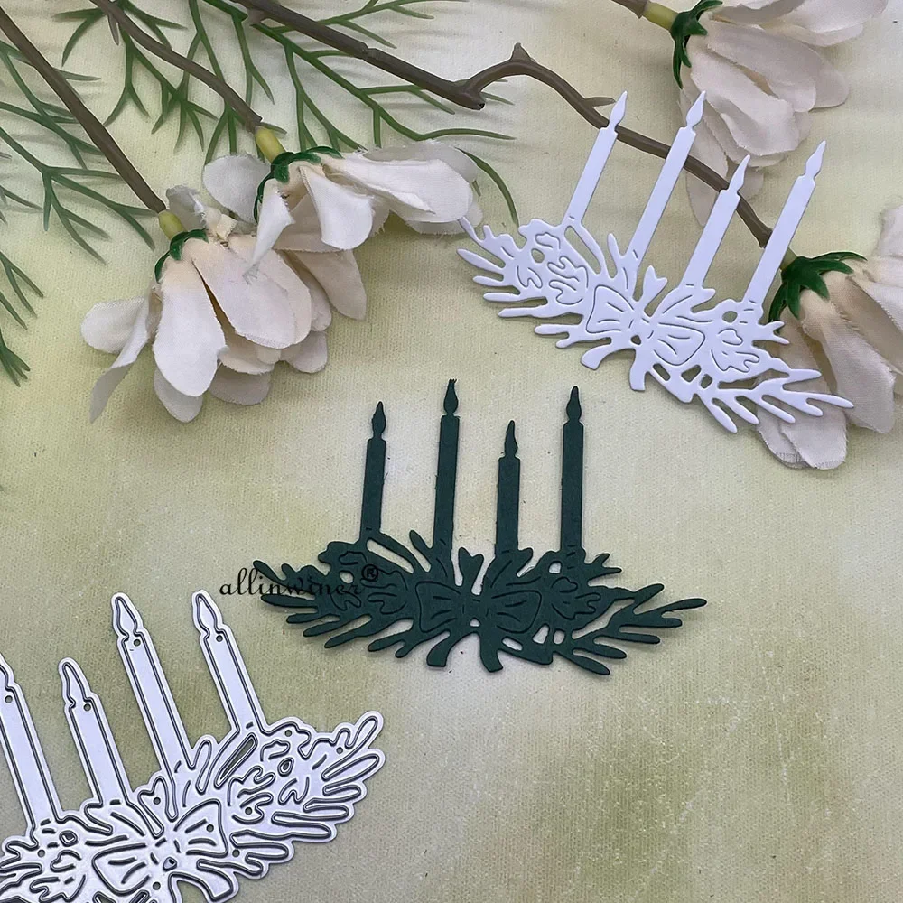 

Christmas candle bow twigs Metal Cutting Dies Stencils For DIY Scrapbooking Decorative Embossing Handcraft Die Cutting Template
