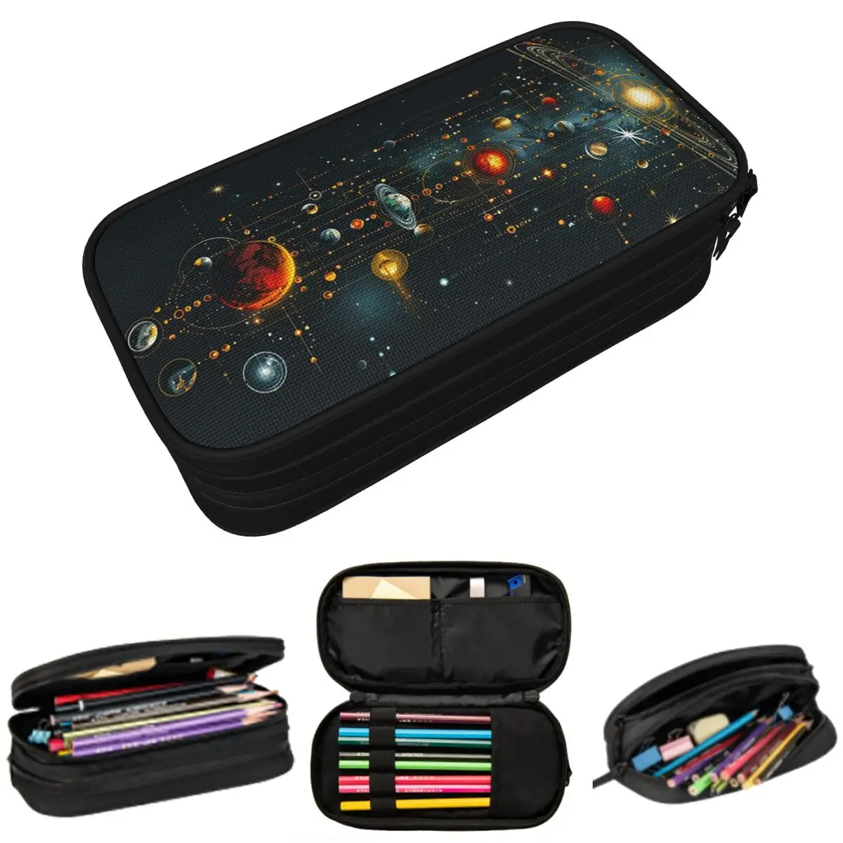 Solar System Pencil Case for Studen Gifts Pen Box Pencil Bag Stationery Supplies Pen Holder Bag