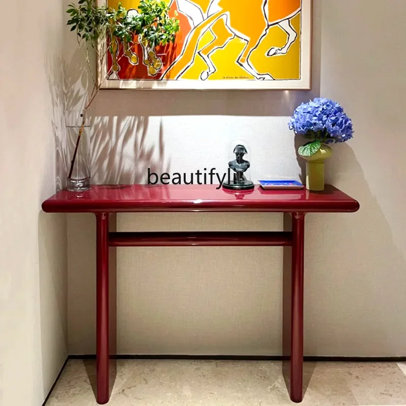 

F Italian minimalist entrance table strip case entrance cabinet red light luxury end-view table
