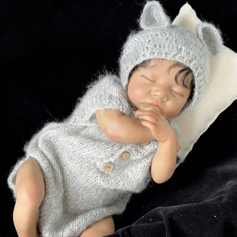 49CM Newborn Baby Doll Reborn Brown Skin Levi Sleeping Soft Silicone Flexible 3D Skin Tone Doll