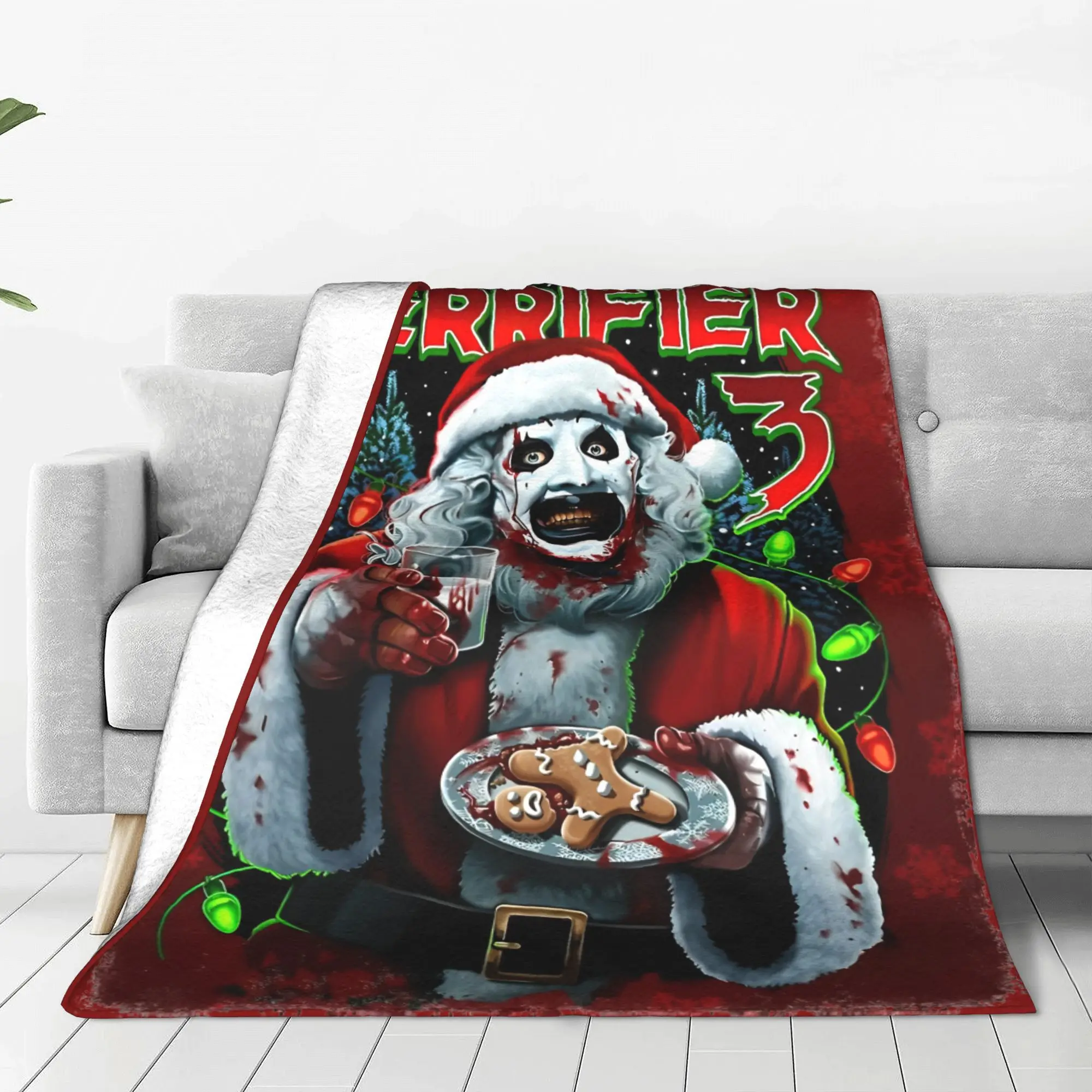 Poster of Terrifier 3 Christmas Flannel Blanket  Novelty Throw Blankets for Home Hotel Sofa  200x150cm Quilt