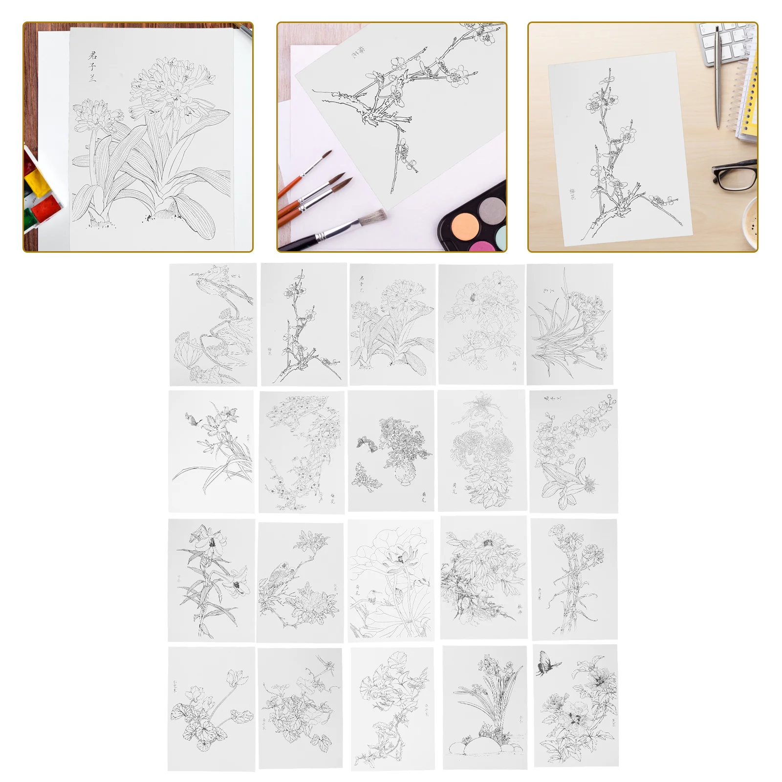 20 Sheets Watercolor Coloring Paper for Drawing and Painting DIY Graffiti Papers