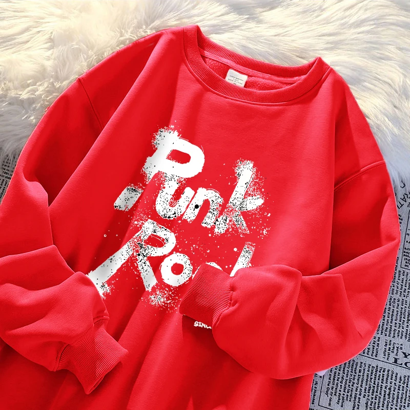 

Punk Rock Women'S Hoodies Harajuku Loose Hoodie Fashion Fleece Hoody Autumn Crewneck Pullover Tops Men
