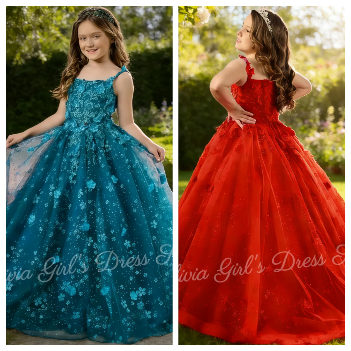 

Индивидуальное пышное платье на тонких бретельках цвета бирюзового синего для девочек, идеально подходит для свадеб, церемоний первого причастия и детских праздников