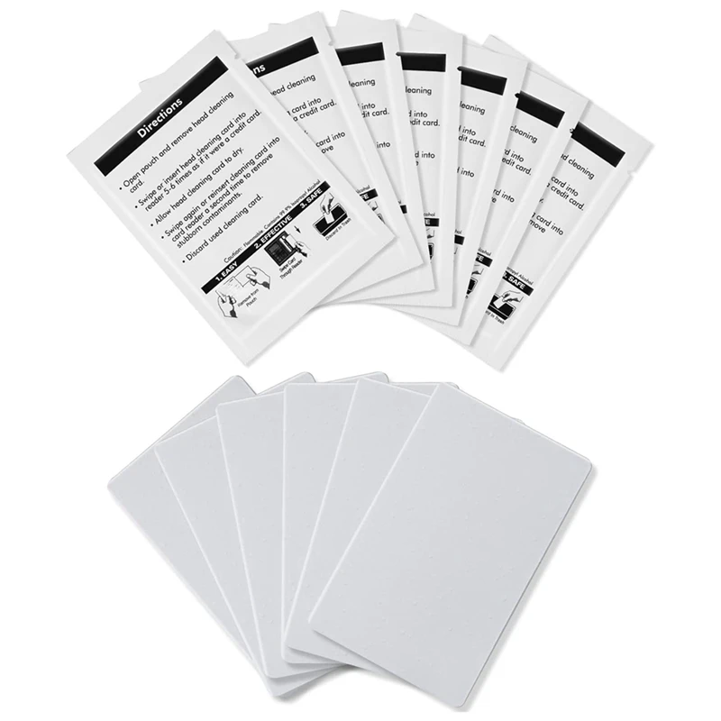 Tarjetas de limpieza CR80, limpiador de lector de tarjetas de doble cara, tarjetas de limpieza de terminales deslizantes POS, limpiador de chips de tarjetas CK-CR80 (30 piezas) blanco