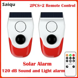 Solar Motion Sensor Alarm 2PCS Outdoor Solar Alarm 120dB Loud Siren LED Strobe Lights Sound For Home Burglar alarm system