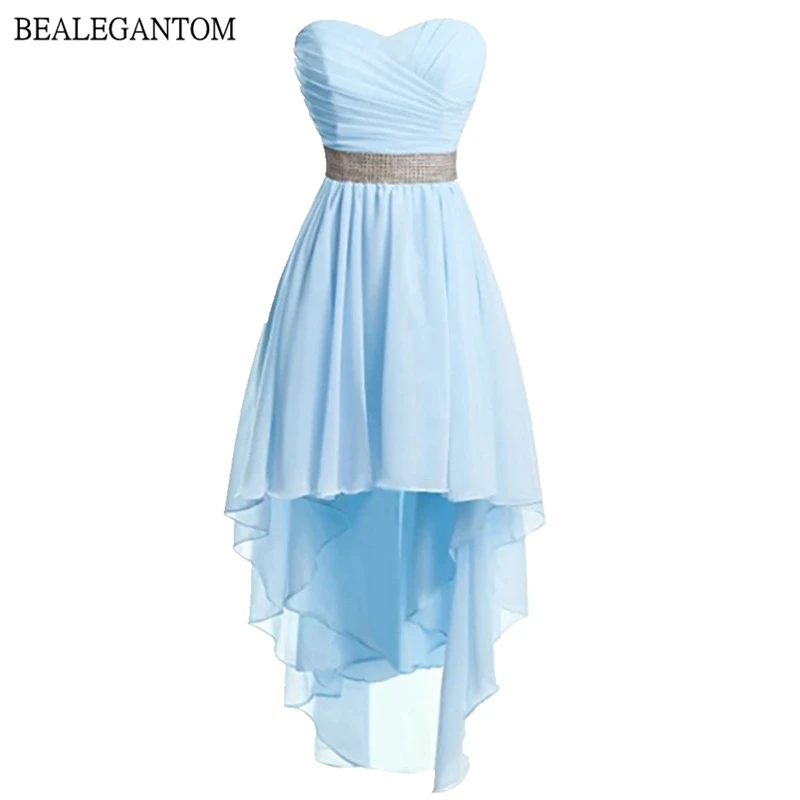 

Bealegantom Sexy Hi-Lo Chiffon Prom Dresses 2023 Lace Up Bridesmaid Beading Long Formal Evening Party Gowns Robe De Soiree