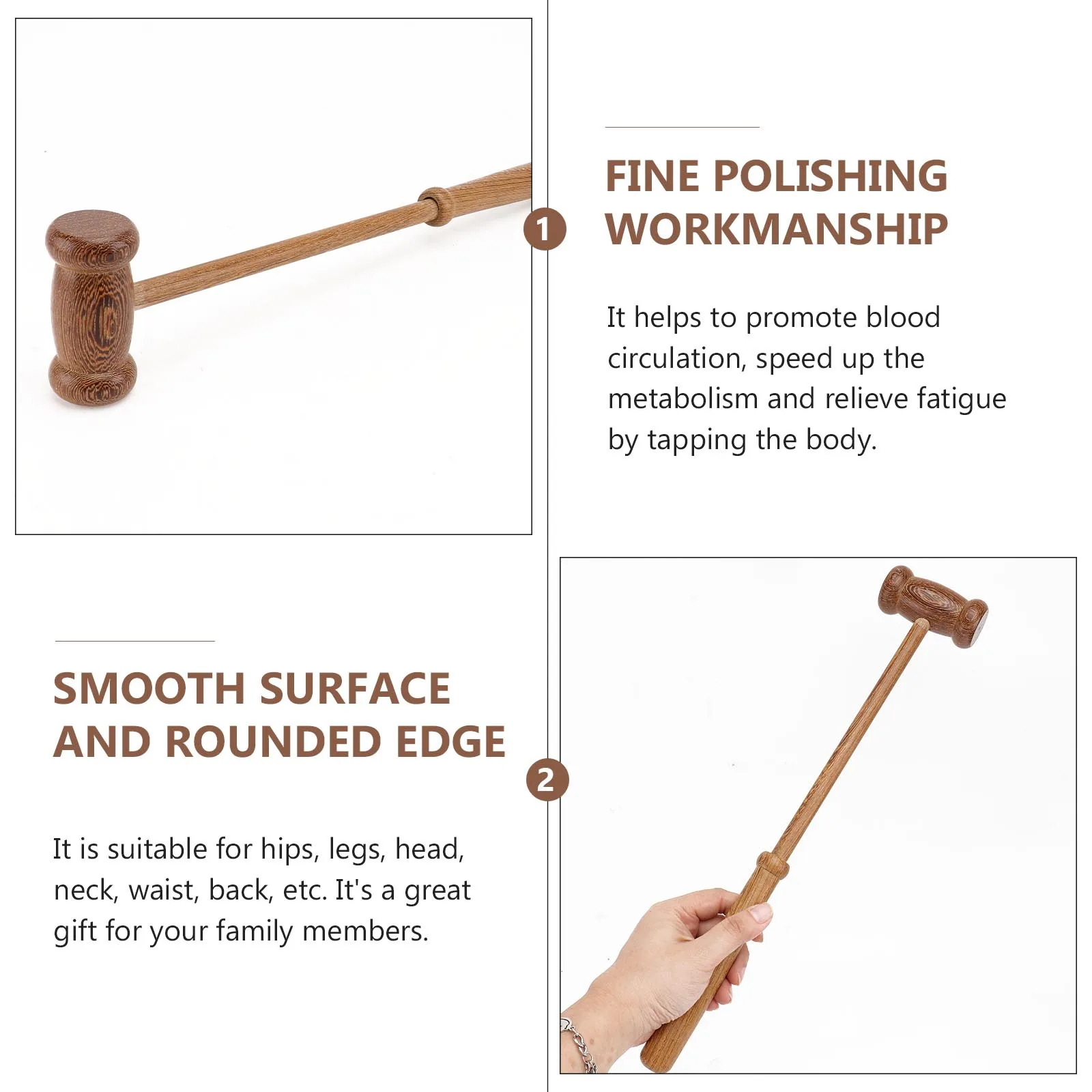 

1pc Wooden Massage Hammer Long Handle Body Massager Tool For Neck Back Waist Legs Relaxation Handheld Massager Hammer Body
