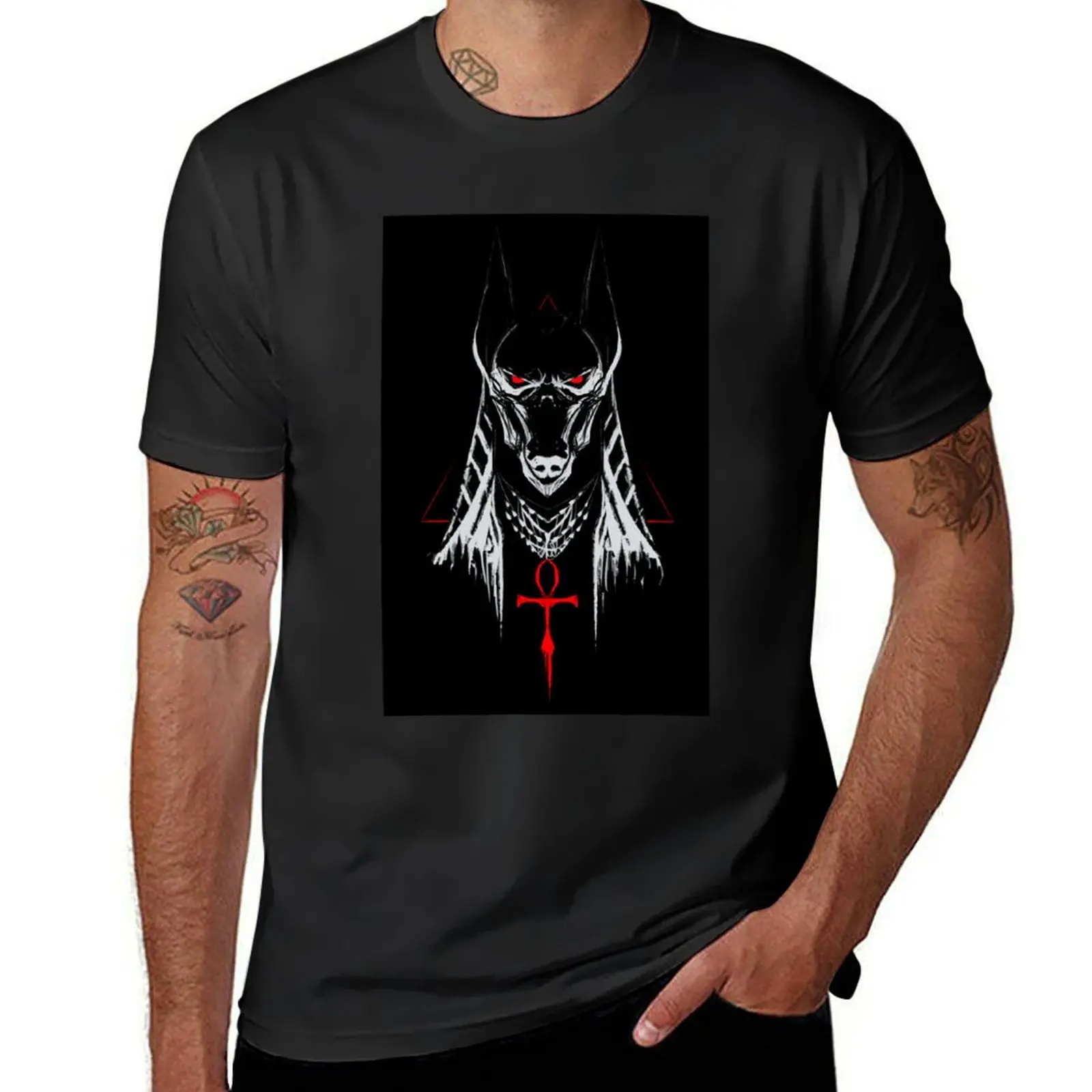 Anubis God of the underworld T-Shirt aesthetic clothes blacks slim fit t shirts for men