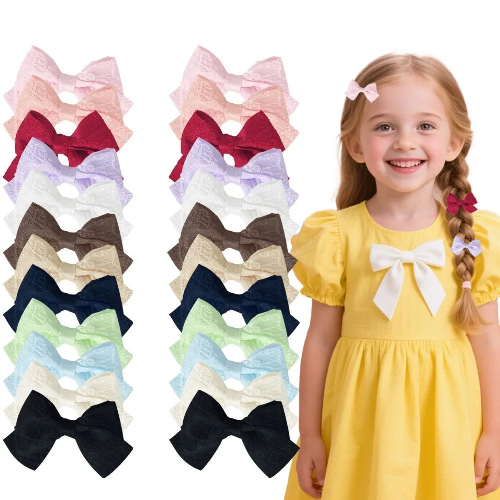 

120pcs/lot Baby Girls Lace Embroidered Bow Hair Clips Cute Hairpins Barrettes Hairgrips Kids Headwear Bulk Hair Accessories