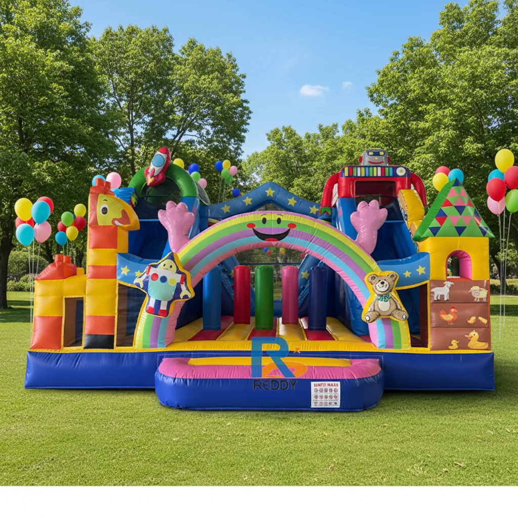 

Commercial Inflatable 40ft Bounce House Bouncy Castle and Double Lane Slide Combo Inflatable Castle Park for Kids and Adults