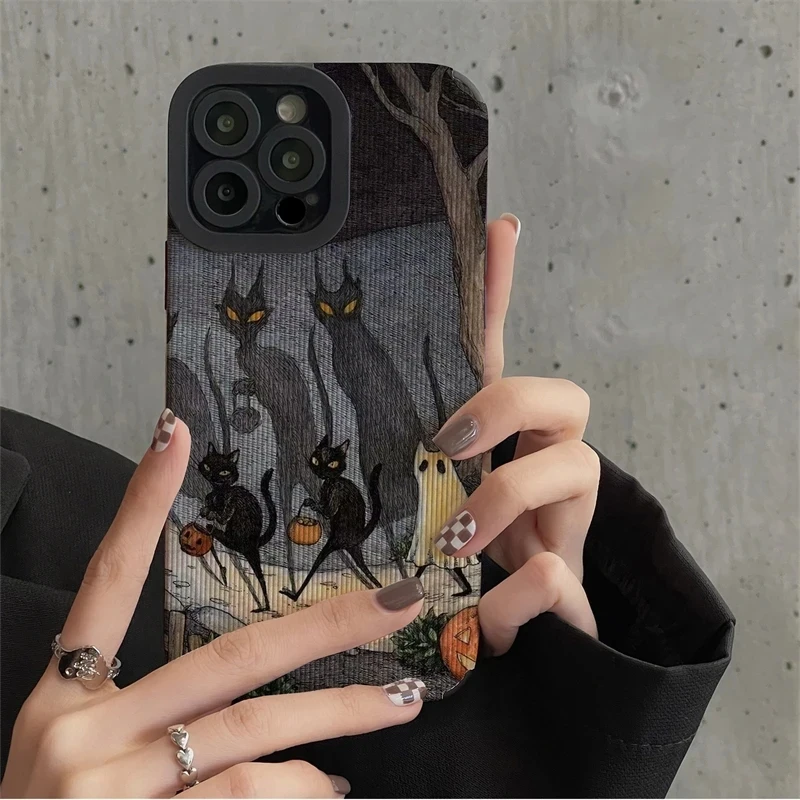 Dark Funny Monster Cat Fox Creative Phone Case For iPhone 15 Pro Max 14 11 12 13 Mini SE 8 7 Plus X XS XR Silicone Leather Cover