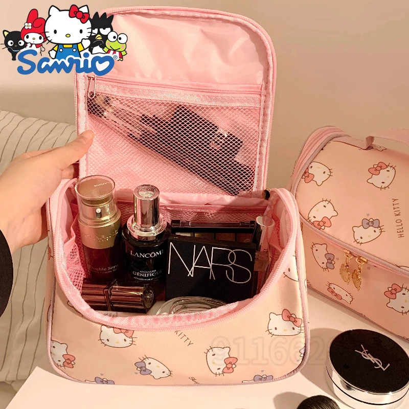 Sanrio Hello Kitty New Portable Cosmetic Bag Cartoon Fashion Women's Cosmetic Bag Large Capacity Storage Travel Toiletry Bag