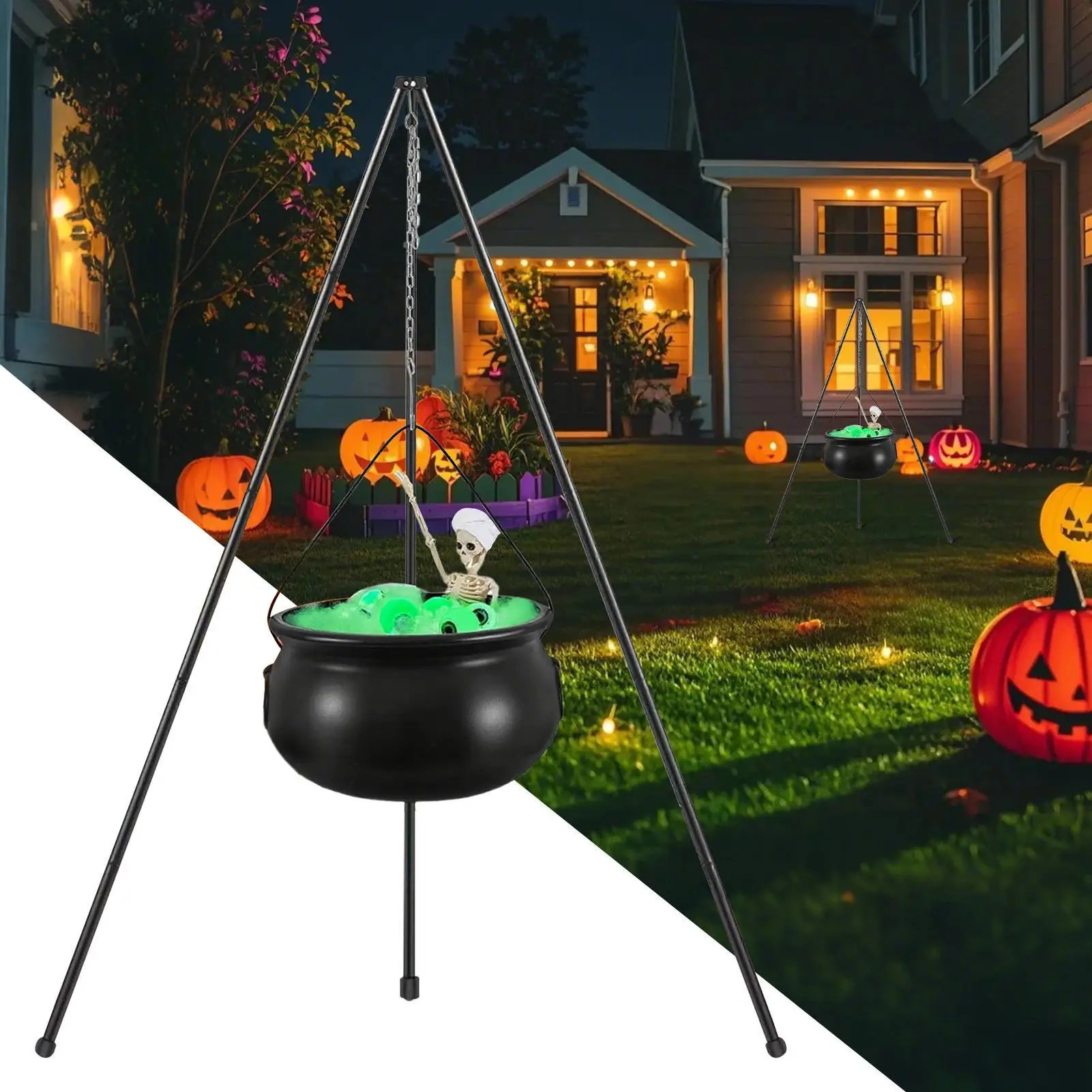 

Котел ведьм на Хэллоуин, уличный горшок с гирляндами для глазного яблока, праздничные принадлежности для дома с привидениями, уличного внутреннего газона на крыльце