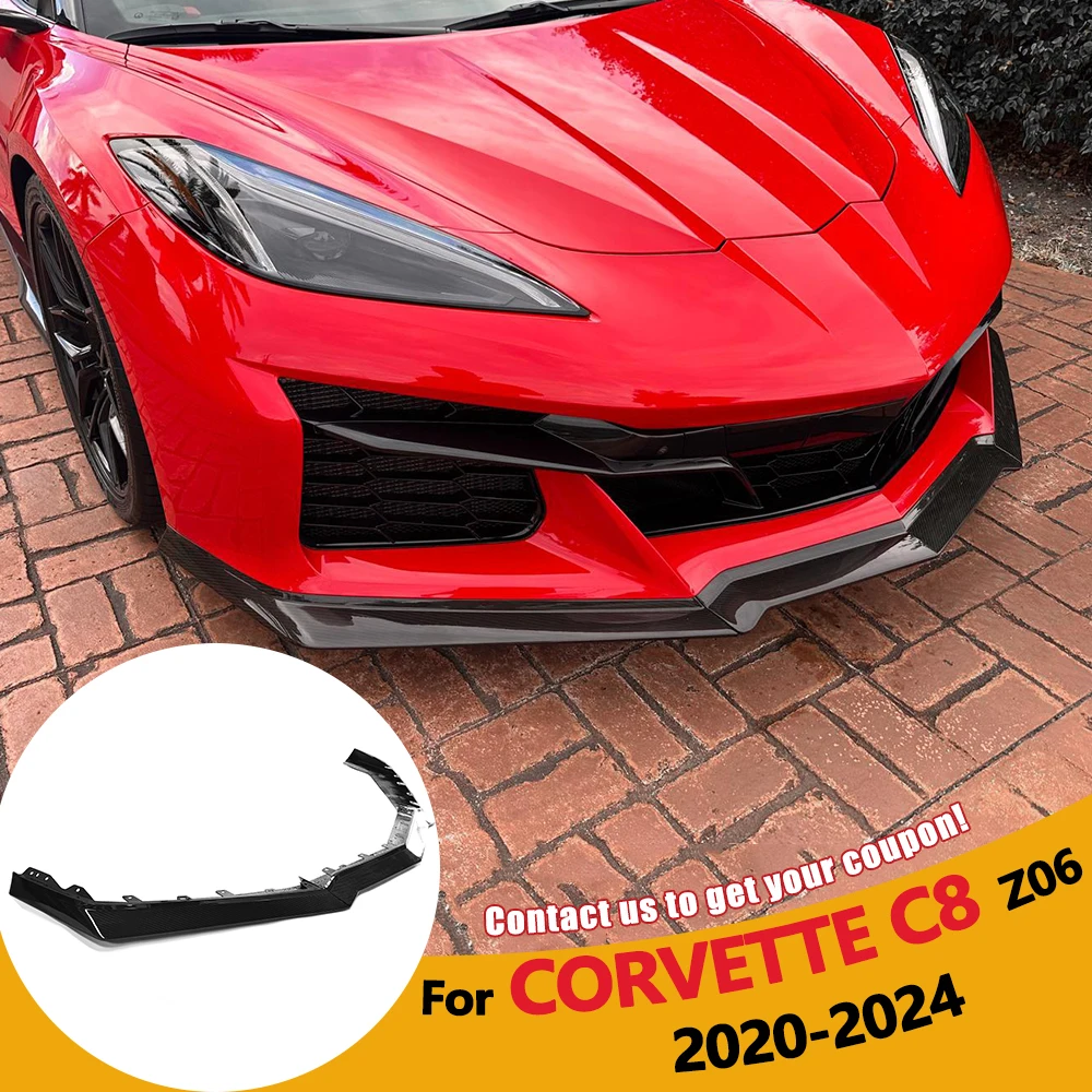 

Real Carbon Fiber For Chevrolet Corvette C8 Z06 Coupe 2020 2021 2022 2023 2024 Front Bumper Lip Splitter Car Accessories