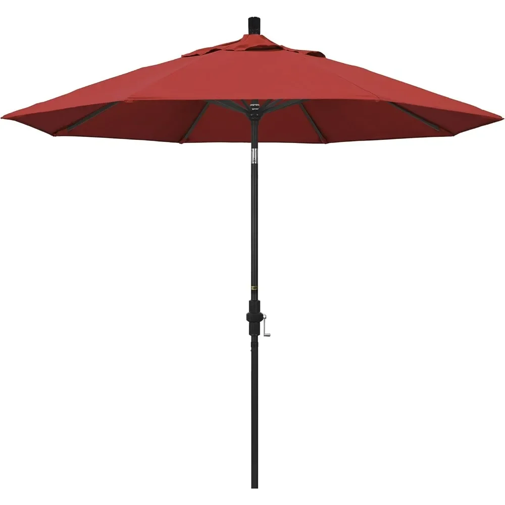 

9' Round Aluminum Market Umbrella, Crank Lift, Collar Tilt, Black Pole