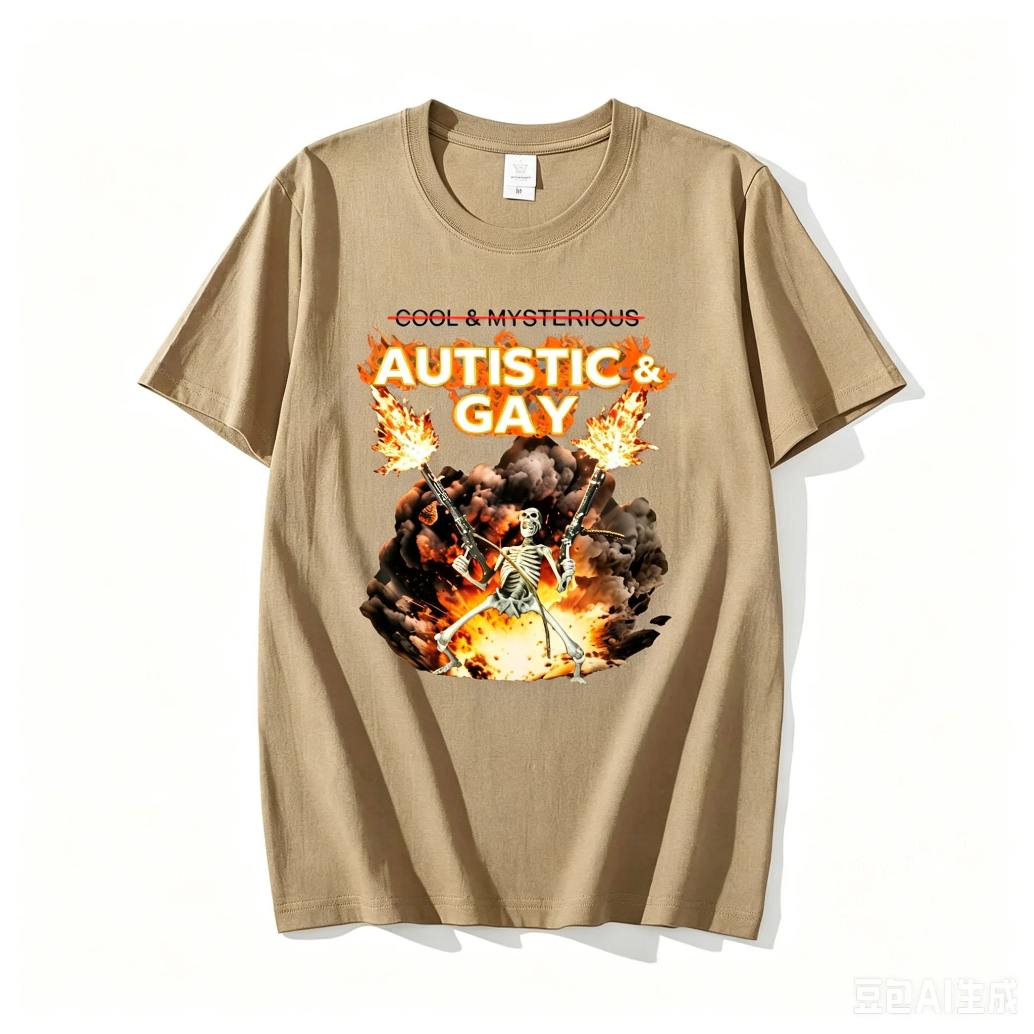 2026 New Autistic and Gay Skeleton Explosion T Shirt Adults Unhinged Skeleton Autism Meme T-Shirt Cotton Short Sleeve Tees