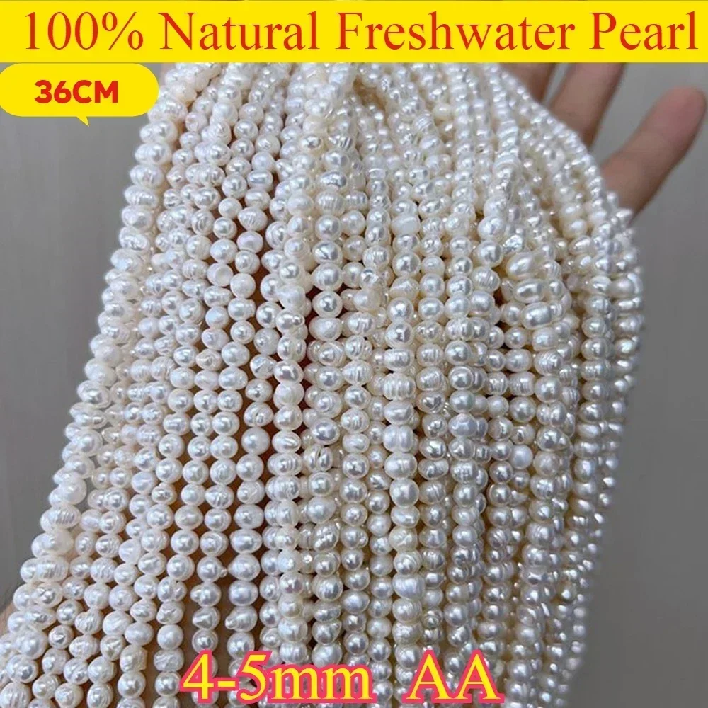 4-5 مللي متر AA جودة عالية لؤلؤ المياه العذبة الطبيعية لكمة فضفاض الأبيض الأرجواني حبة DIY بها بنفسك أنيقة قلادة سوار صنع المجوهرات