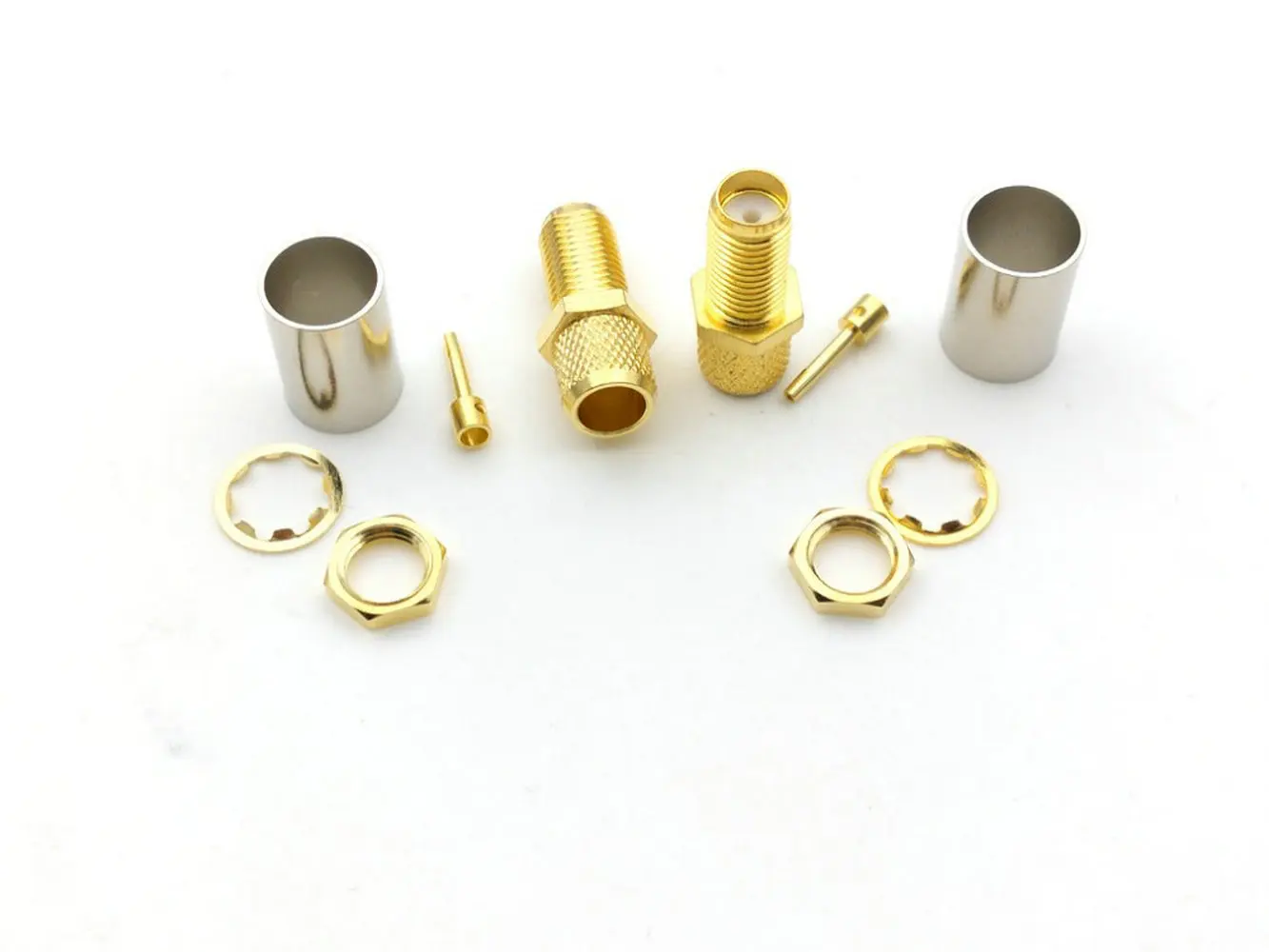 100pcs brass SMA Female crimp Cable Adapter for RG6 RG5 LMR300 5D-FB Cable