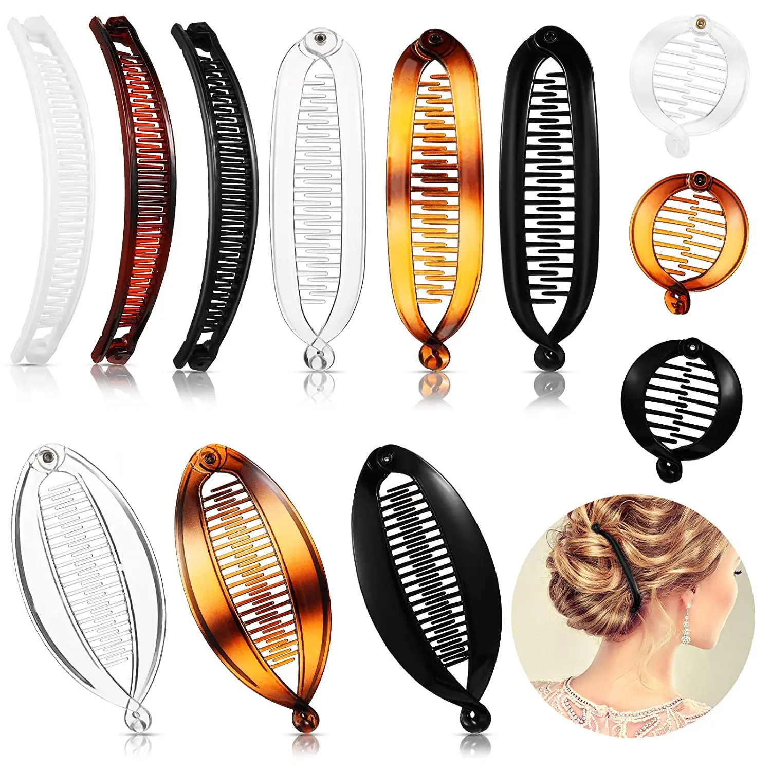 

12 PCS Banana Hair Clips Classic Combs Large Double Comb Fishtail Hair Clip Banana Ponytail Holder Clip for Women