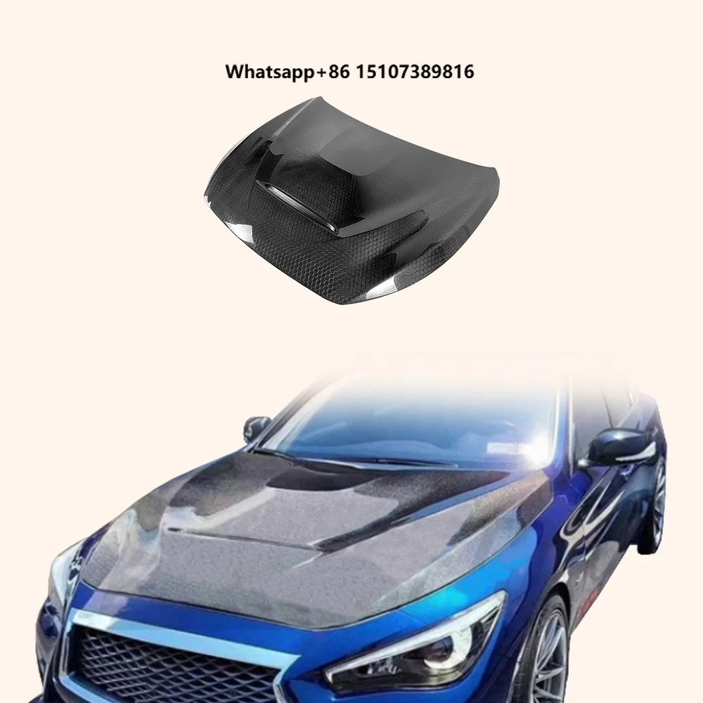 For Q50 V37 Sedan 4 Door 13-24 Honeycomb Carbon GTS Style Hood Bonnet
