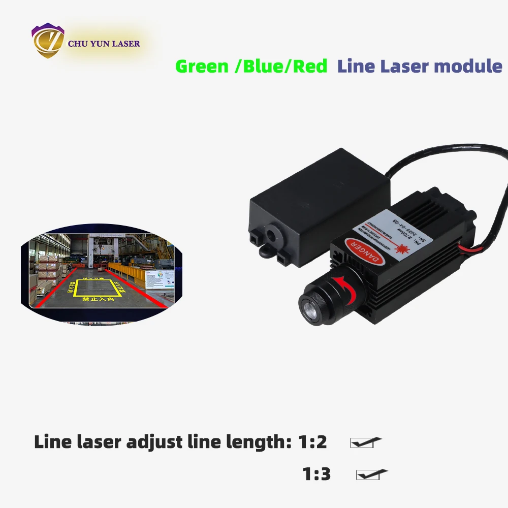 520nm 1W Green Point Line Cross Laser Module Head Glass Lens Focusable Industrial ClassDC 12v manufacturerFree Customization