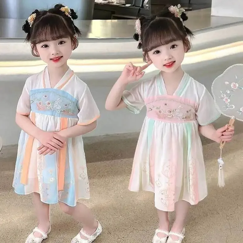 

Ancient Hanfu Girls And Children, Dress Girls, Super Fairy Summer Chinese Style, Medium Size, Thin Style For Children vestidos