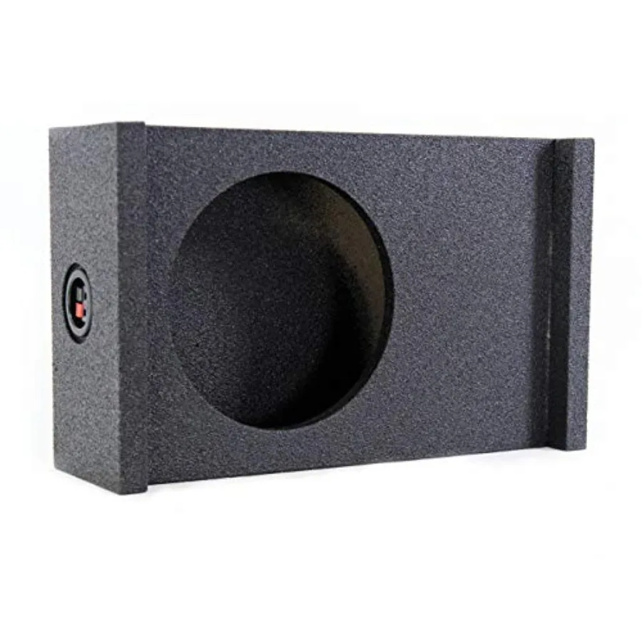 

Truck subwoofer enclosure for GMC/Chevy/Ford: 10in downfire/behind-seat shallow-mount box, MDF construction, black carpet finis