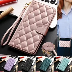 Long Lanyard Leather Wallet Card Phone Case for iPhone Air 17 16 15 14 Pro Max 16E 13 12 11 X XS XR SE 8 7 Plus Holder Cover