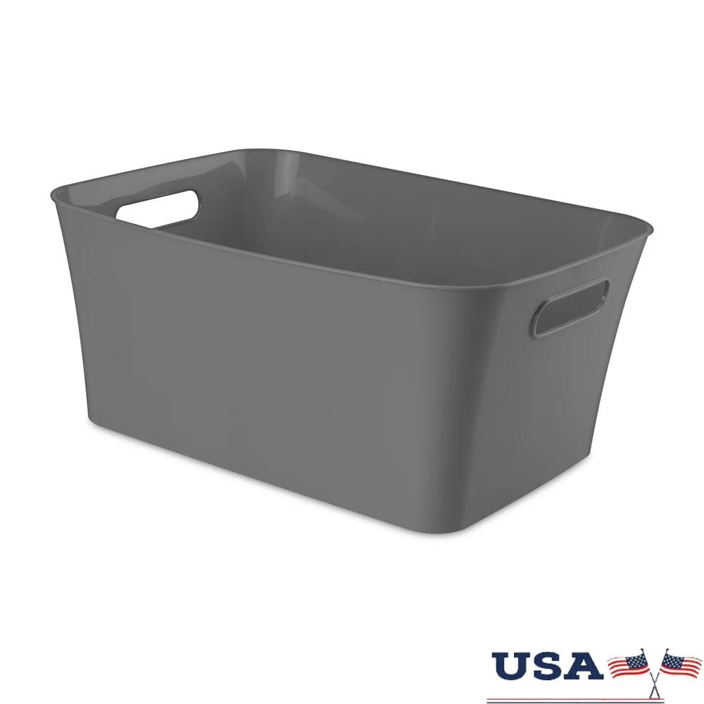 

Большой пластиковый контейнер для хранения, легко чистящийся органайзер с ручками для переноски, шкаф, офис, кухня, ванная комната, ремесленная комната