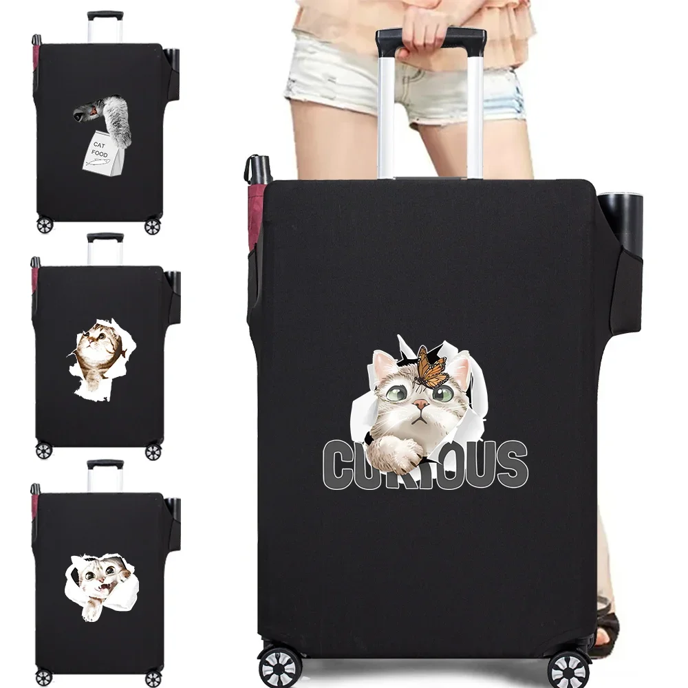 Protection Luggage Cover Bag Travel Pull Rod Box Covers Thickened Wear-resistant Dust Elastic Multi Pocket Cat Image 18-32 Inch