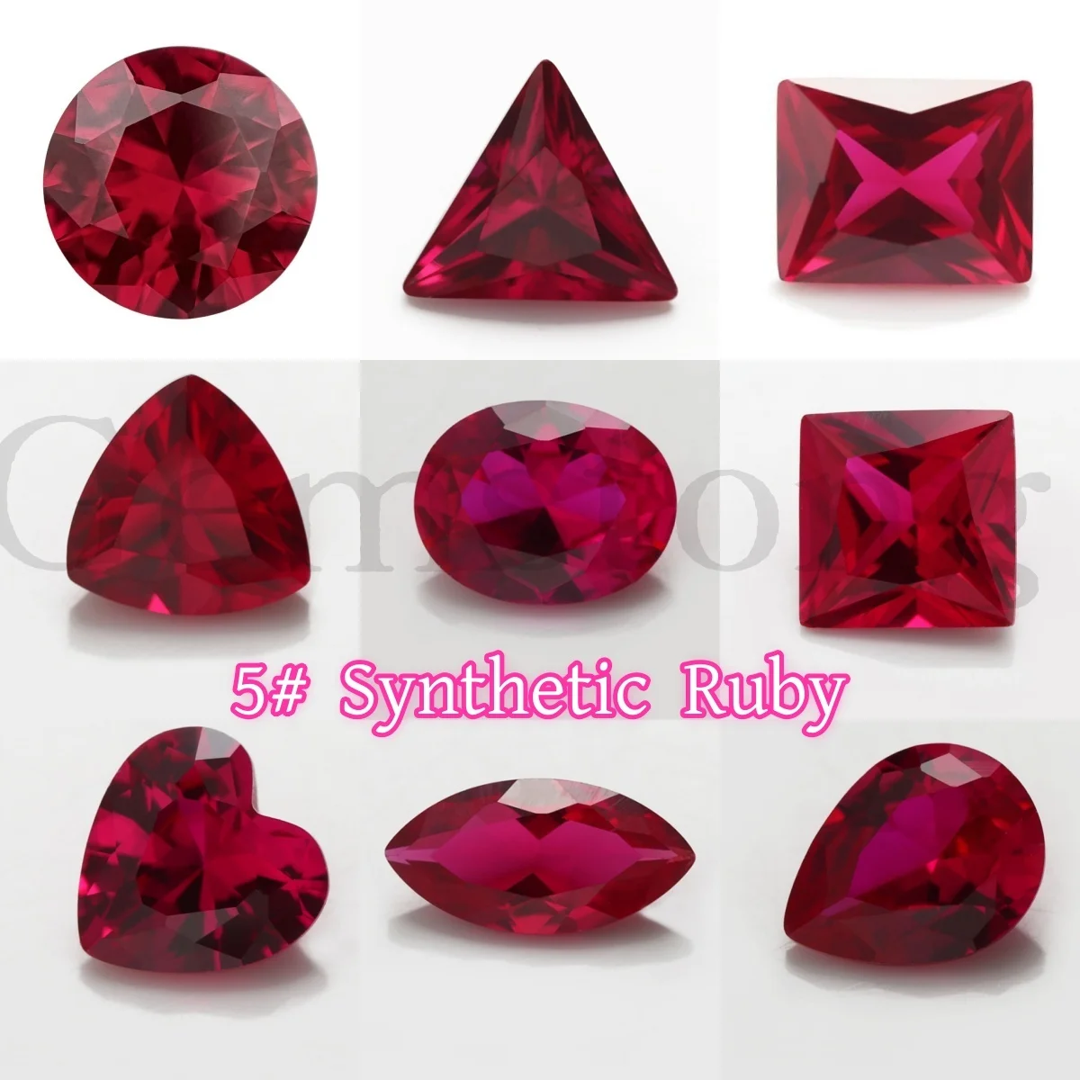 5# Synthetic Red Corundum 5A Quality 3x3~10x10mm Heart Cabochon Pigeon Blood Red Ruby Stone For Jewelry