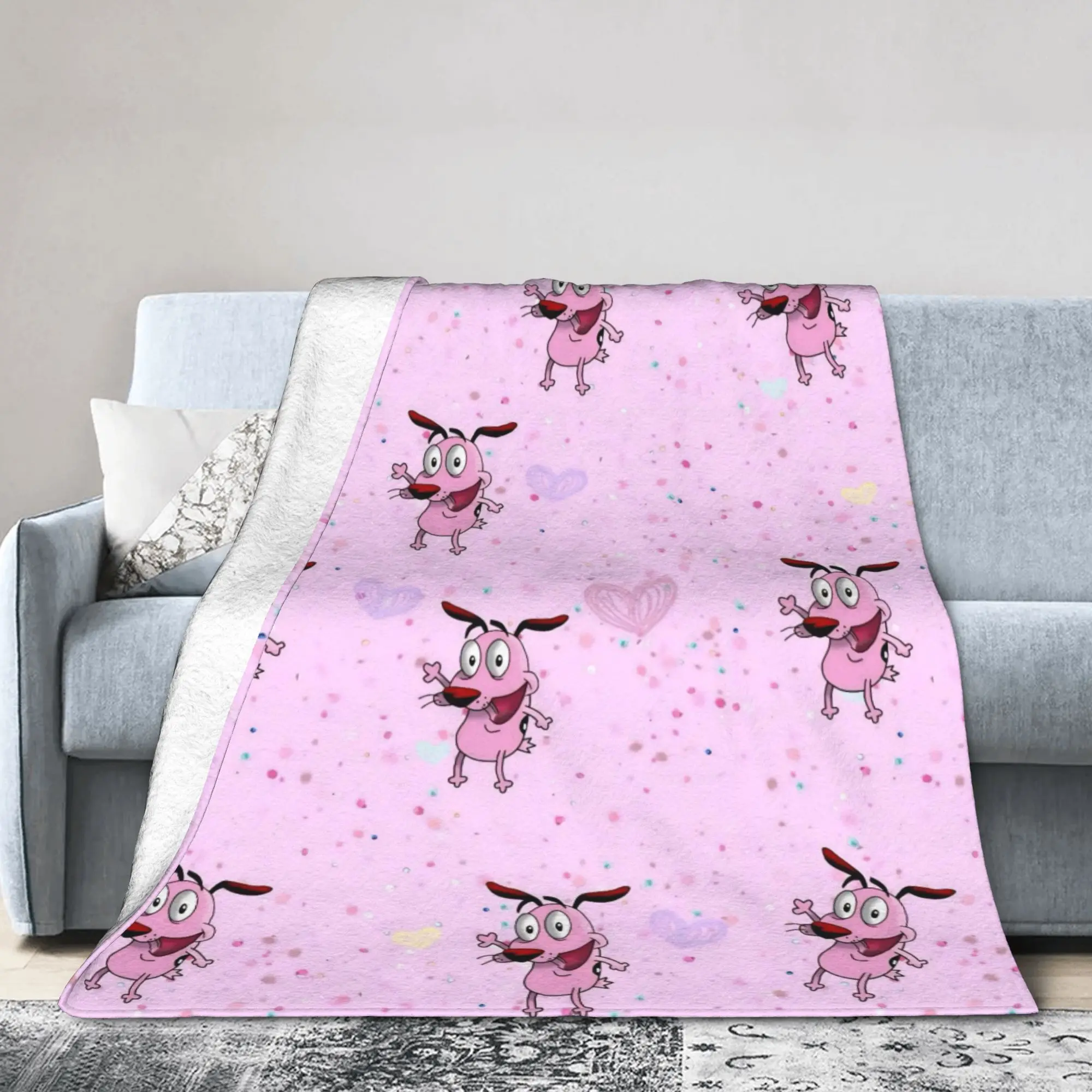 Couraged Cowardlys Dogs Blankets Fleece Summer Air Conditioning Multi-function Throw Blankets for Bedding Travel Bedding Throws