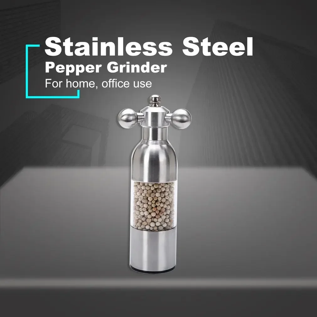 Pepper Grinder Mill 304 Stainless Steel Food Safe Ceramic Burr Manual Salt Grinder Hand Driven Pepper Mill Faucet Valve Shape