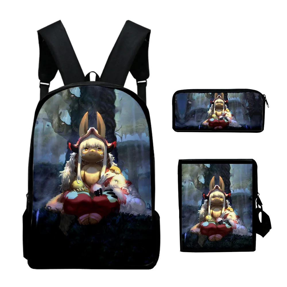 Trendy Made in Abyss Anime 3D Print 3pcs/Set pupil School Bags Laptop Daypack Backpack Inclined shoulder bag Pencil Case