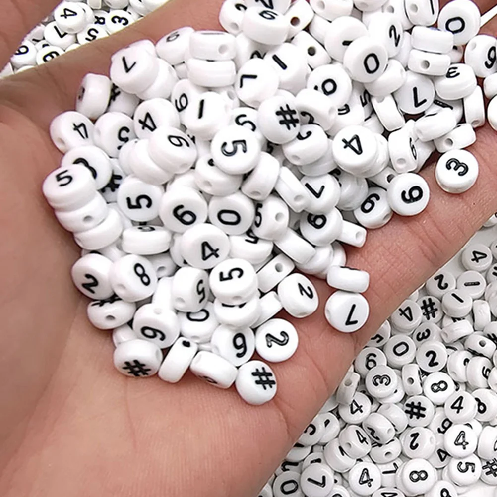 

200pcs Number Beads Digital Keychain Accessories Stylish Acrylic Bracelet Making Jewelry Craft DIY Necklace Lightweight