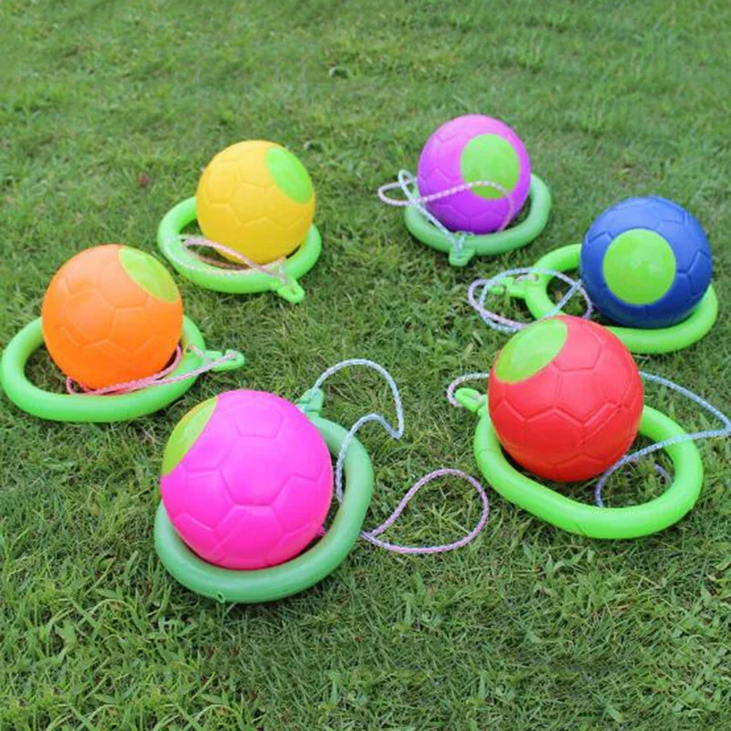 2 stücke zufällige Farbe Bounce Ball Kinder im Freien Single Leg Swing klassische Sprung Sprung Ball Interaktion Spielplatz Balance Training Spielzeug