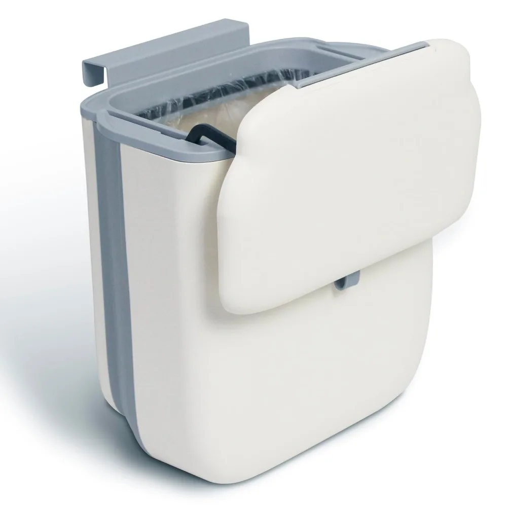 

Складной мусорный бак на 3,2 галлона с крышкой для подвешивания, кухонный мусорный бак, настенный пластиковый мусорный бак для стойки, под с.