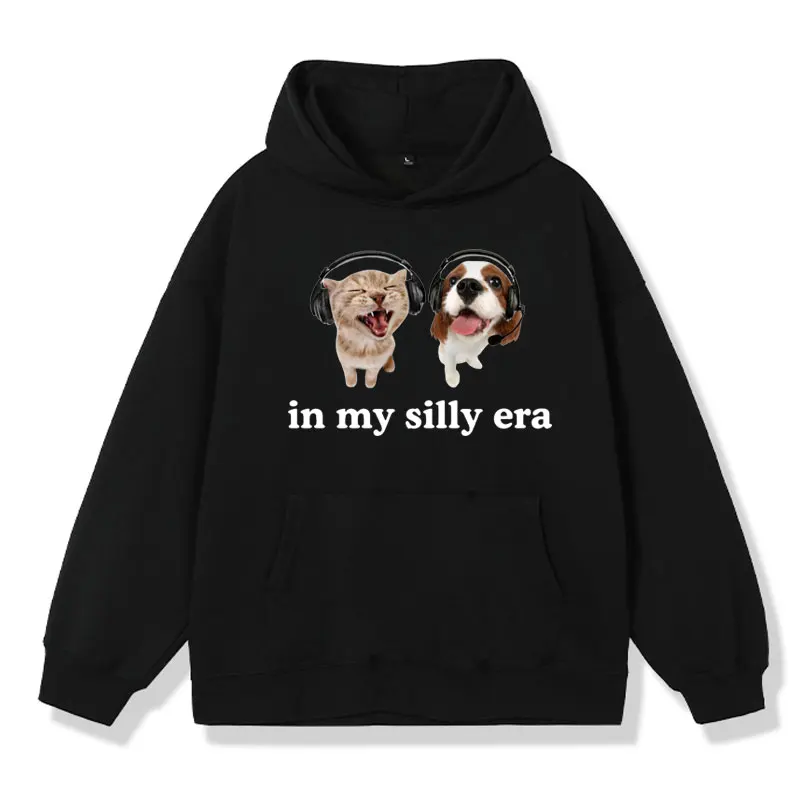 

In My Silly Era Funny Meme Graphic Hoodie Male Dog Lover Gift Print Sweatshirts Fashion Oversized Streetwear Hoodies Men Women