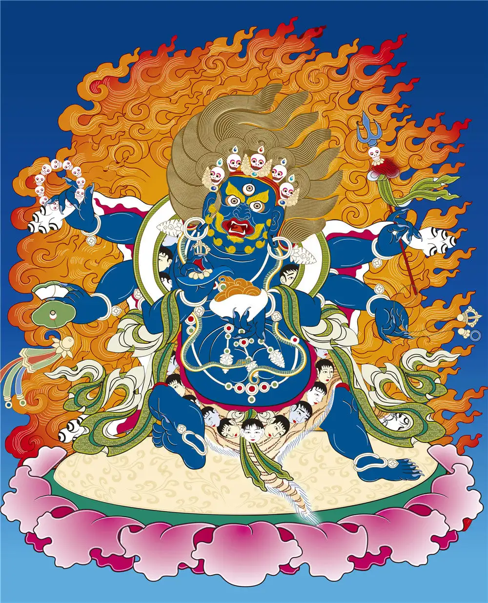 

Mahakala Thangka,Gandhanra Tibetan Buddhist Thangka Art,Giclee Printed and Hand Framed,47" × 32"