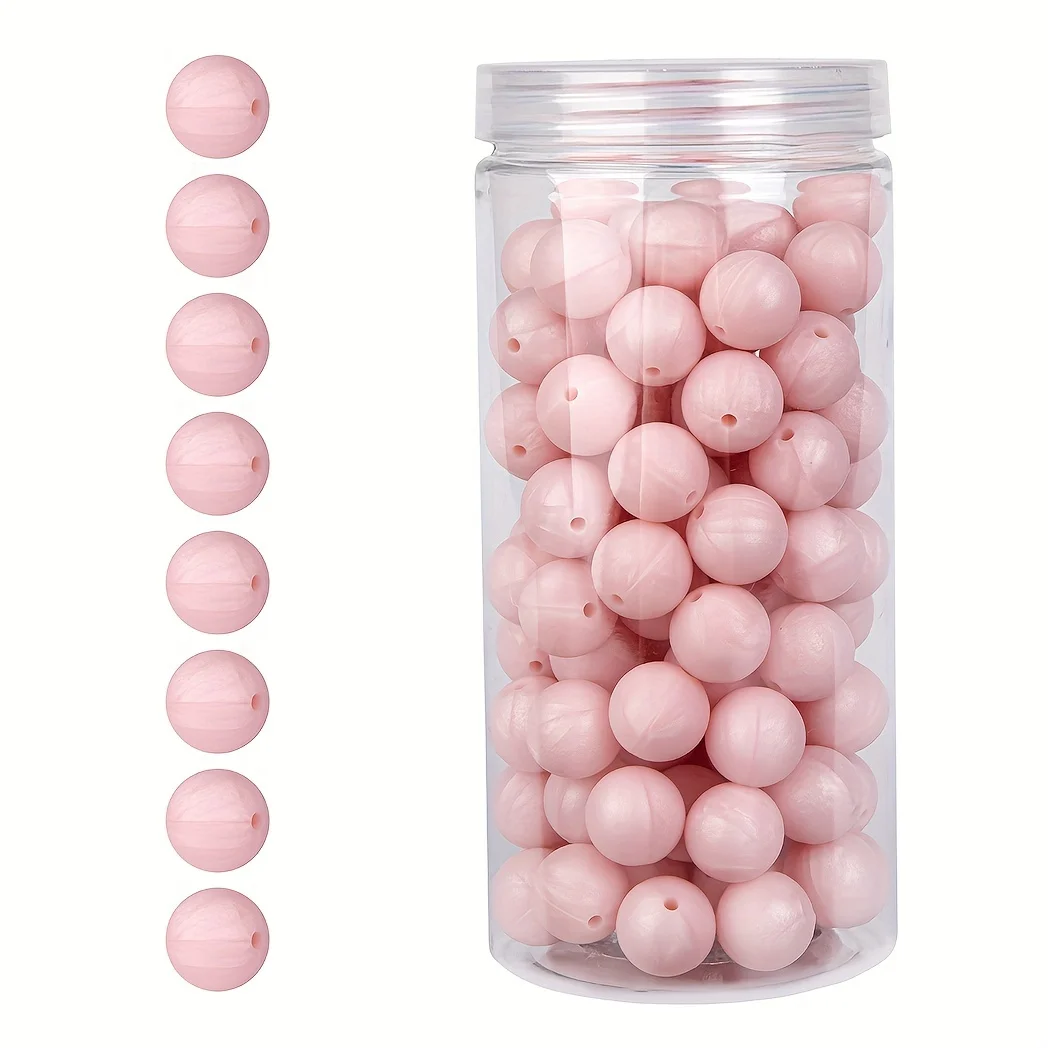 100 Stück/Box 12/15 mm Silikonperlen-Set für Schlüsselanhänger, Halskette, Armband, Umhängeband, Herstellung von runden Gummi-Silikon-Fokalperlen – Detail 16