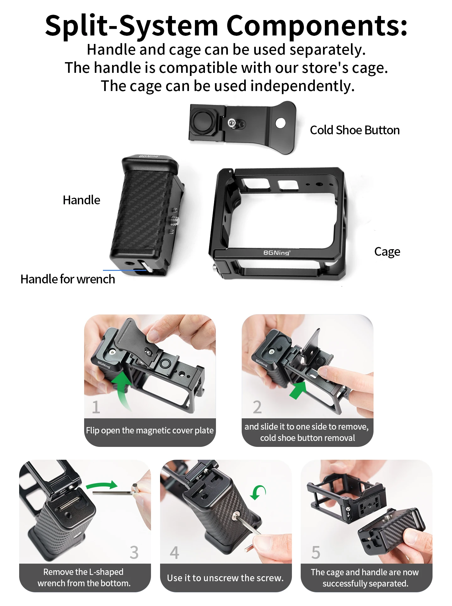Essentieller Handgriff für Insta360 Ace Pro 2 Magnetischer Schnellwechseladapter Street Vlog Fotografie Kamerakäfig Zubehör – Detail 11