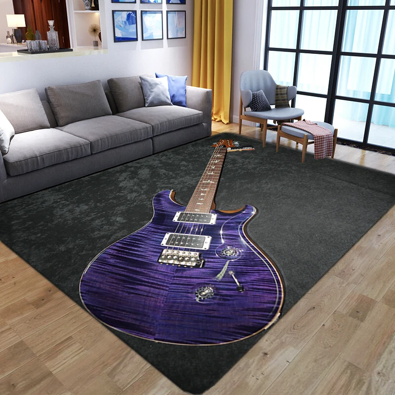 Retro Big Guitar 3D Printing Carpets For Living Room Bedroom Large Kids Play Area Rug Soft Warm Carpet Home Children's Floor Mat