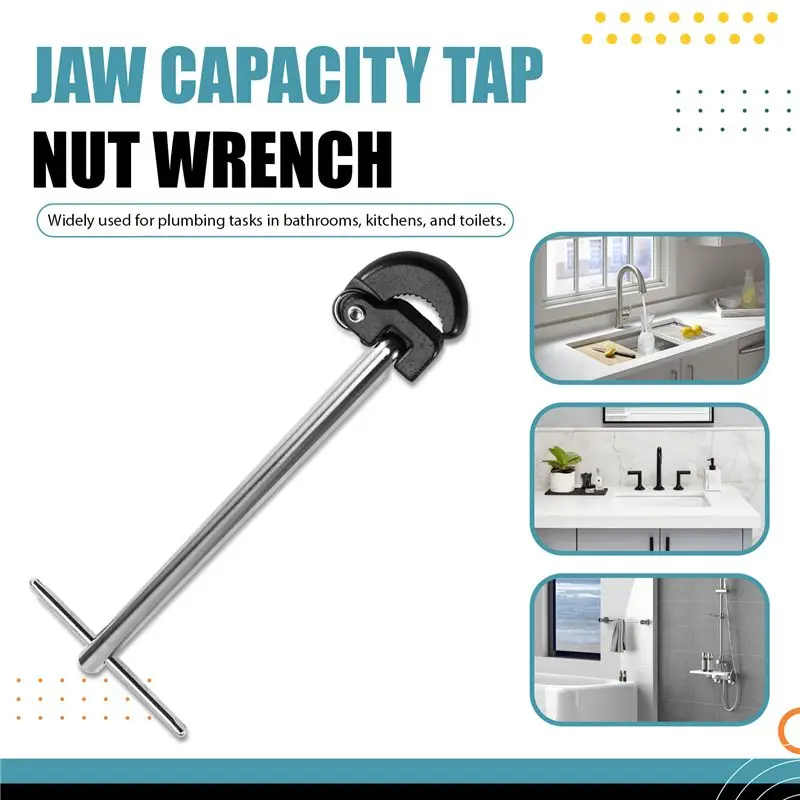 AB33-For Tight Spaces Sink Faucet Wrench 3/8 To 1-1/4 Inch Jaw Capacity Basin Wrench Tap Nut Basin Spanner
